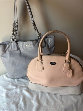 REHAB BUNDLE: Coach Two-Tone Dome Satchel in Blush Pink and Tote in Light Grey